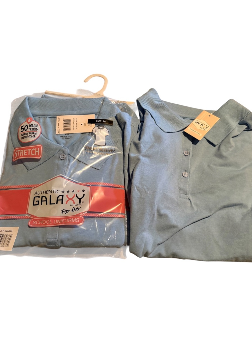 Galaxy By Harvic Girls' Light Blue Polo Shirt - School Uniform Set of 3 Shirts